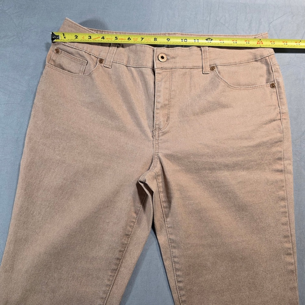 Chico's Platinum Denim Rose Gold Peach Beige Straight Leg Jeans Stretch 1 / 8 - Picture 8 of 12